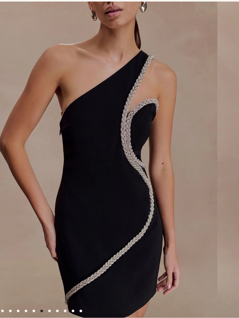 MESHKI Eleonora Diamante Trim Mini Dress - Black